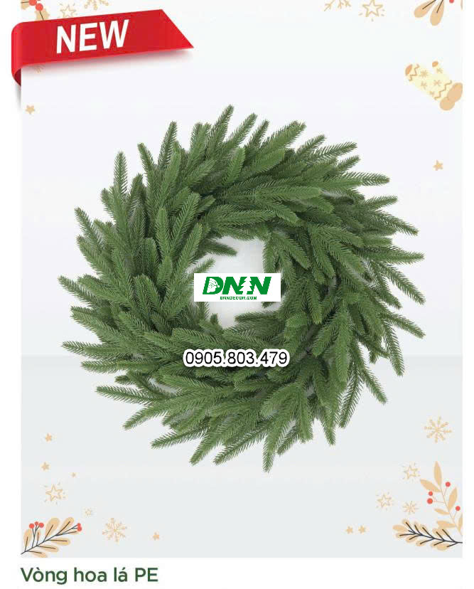 Vòng hoa lá PE trơn 60cm