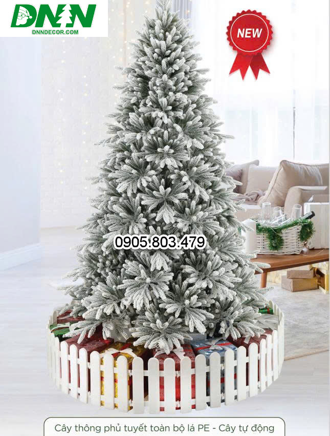|NEW| CÂY THÔNG PHỦ TUYẾT TOÀN BỘ LÁ PE CAO 1M5 1M8 2M1 2M4 3M