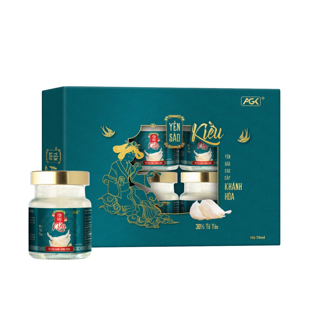 Yến Kiều chưng đường phèn - Hộp 8 hũ (70ml/hũ) - 30% yến