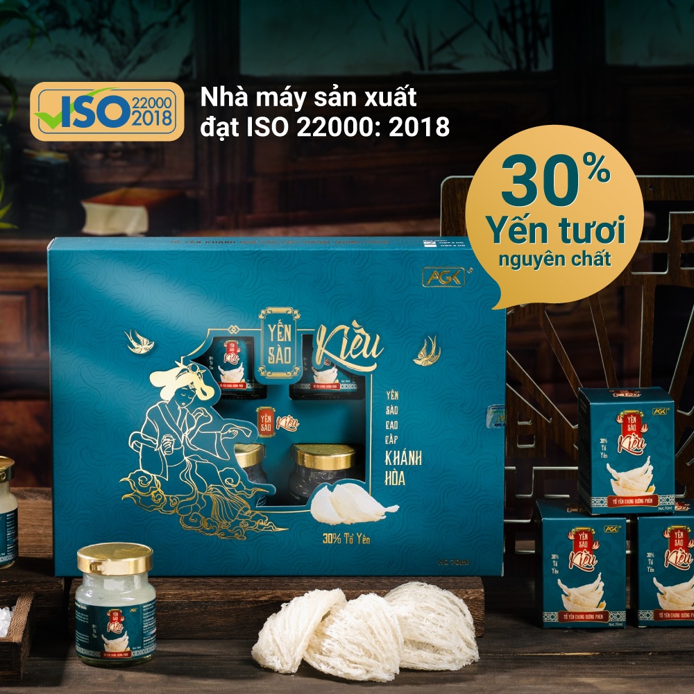 Yến Kiều chưng đường phèn - Hộp 8 hũ (70ml/hũ) - 30% yến