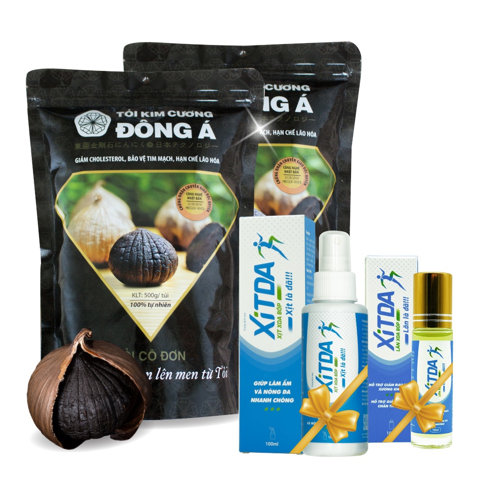 Combo 2 túi tỏi đen Kim Cương Đông Á 500g - Tặng Xitda