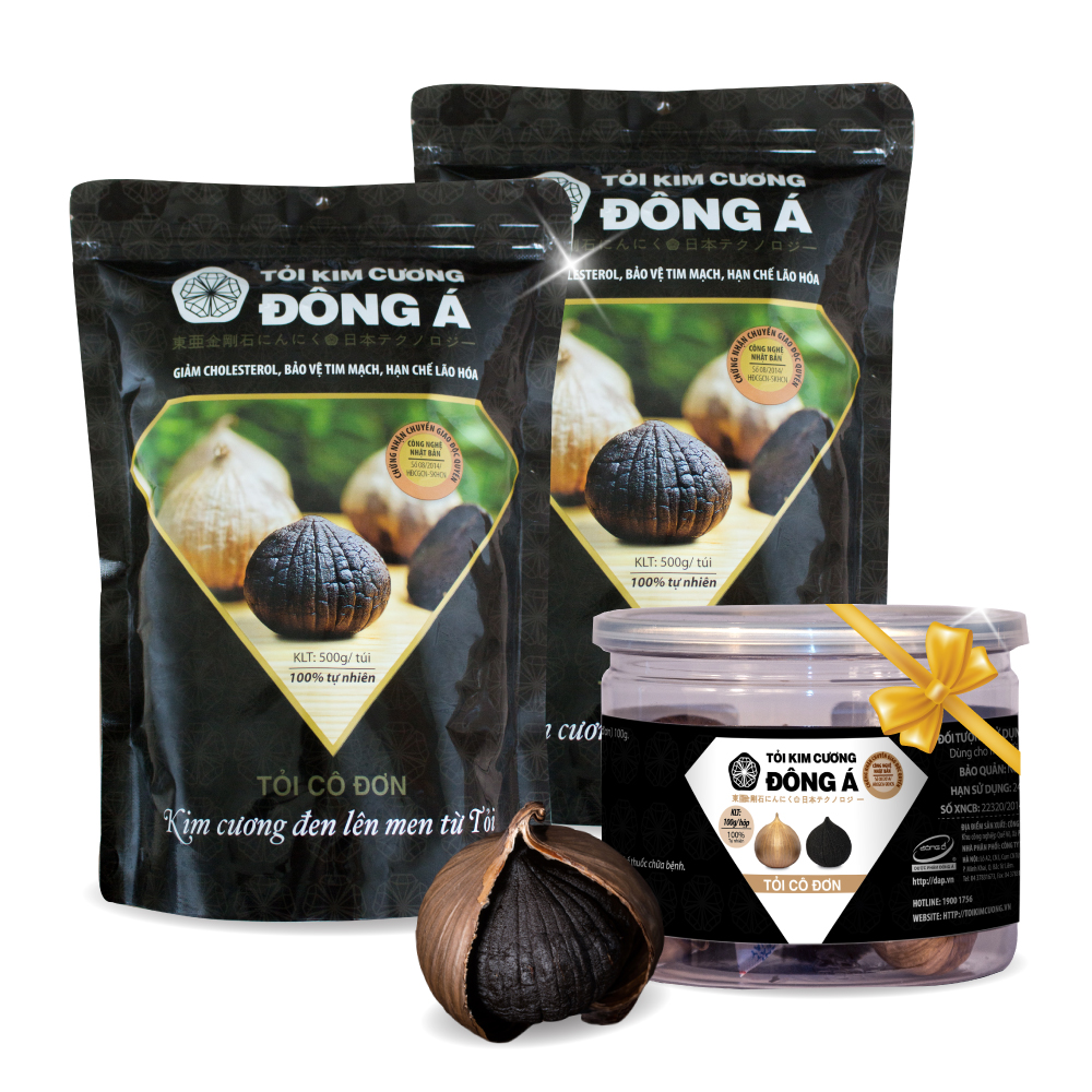 Combo 2 túi tỏi đen Kim Cương Đông Á 500g