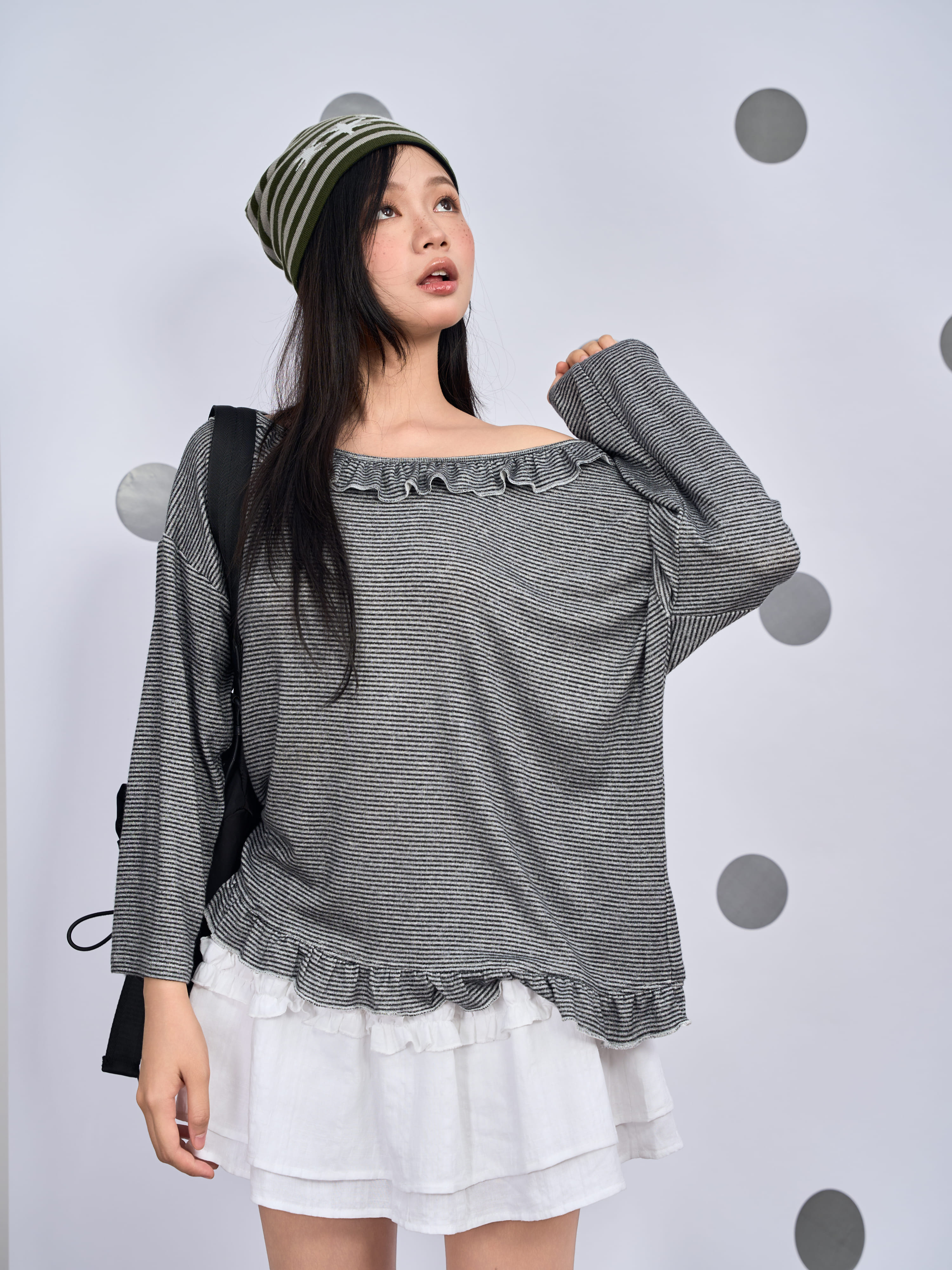 Chân váy ngắn linen cotton hoạ tiết kẻ chìm Kano Skirt - TKC63
