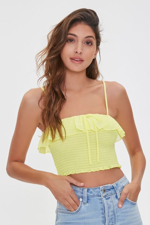Áo croptop hai dây phối bèo F21