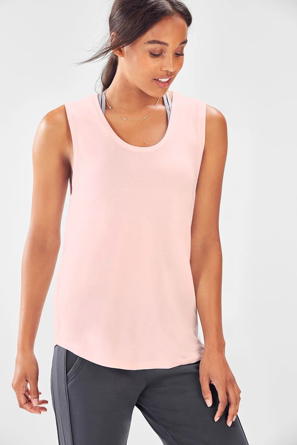 Áo thun sát nách form rộng vạt bầu lệch tà FABLETICS (M.15)