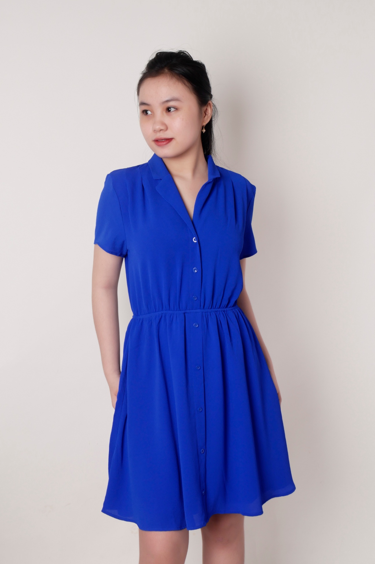 Váy sơ mi nữ tay ngắn cài cúc, đầm sơ mi nữ form suông dài phong cách  Ulzzang, váy sơ mi dáng suông Đen/Xanh | Shopee Việt Nam