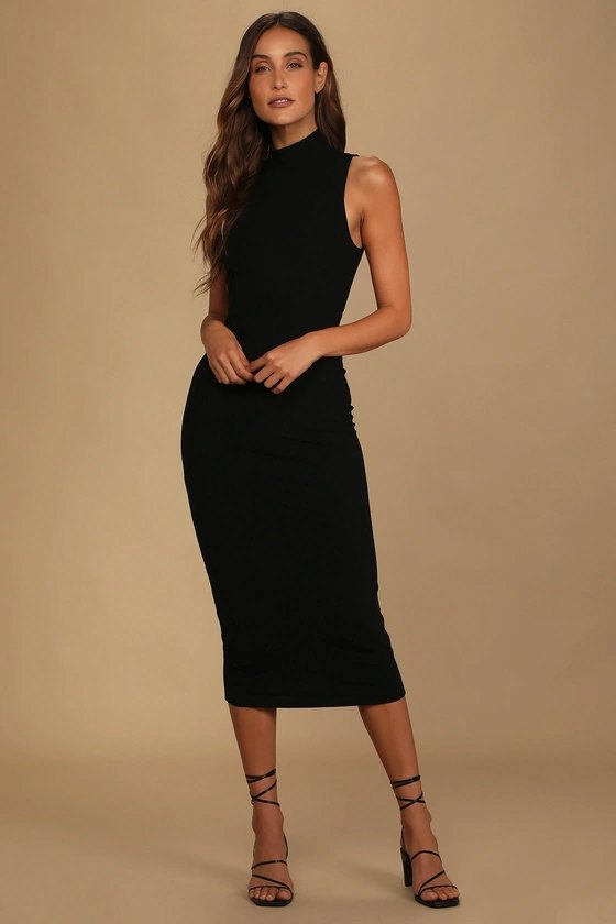 Đầm thun gân  F21 dáng dài cổ lọ