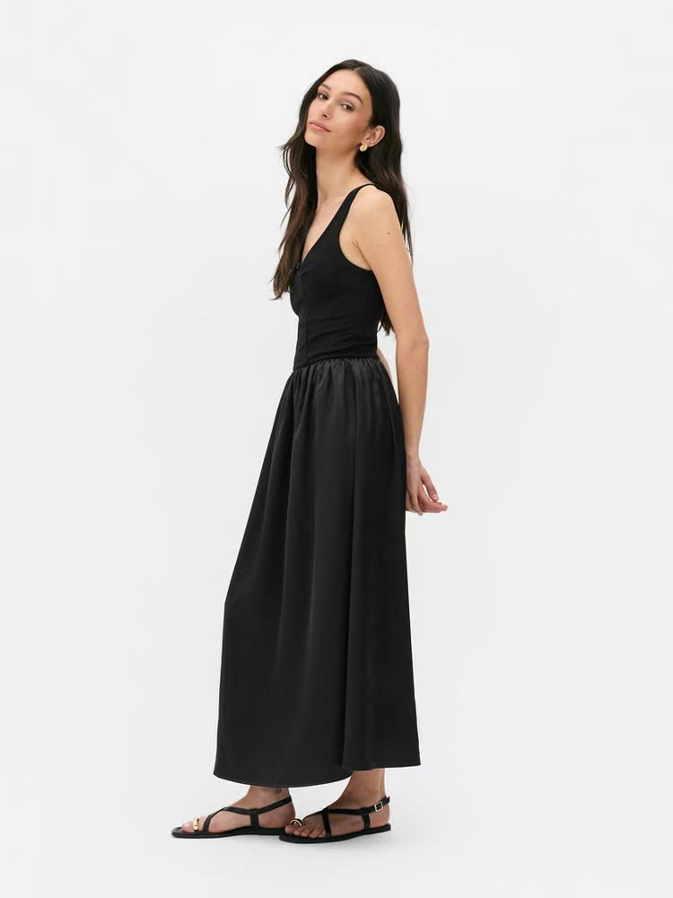 Đầm maxi PRIM4RK phối lụa satin