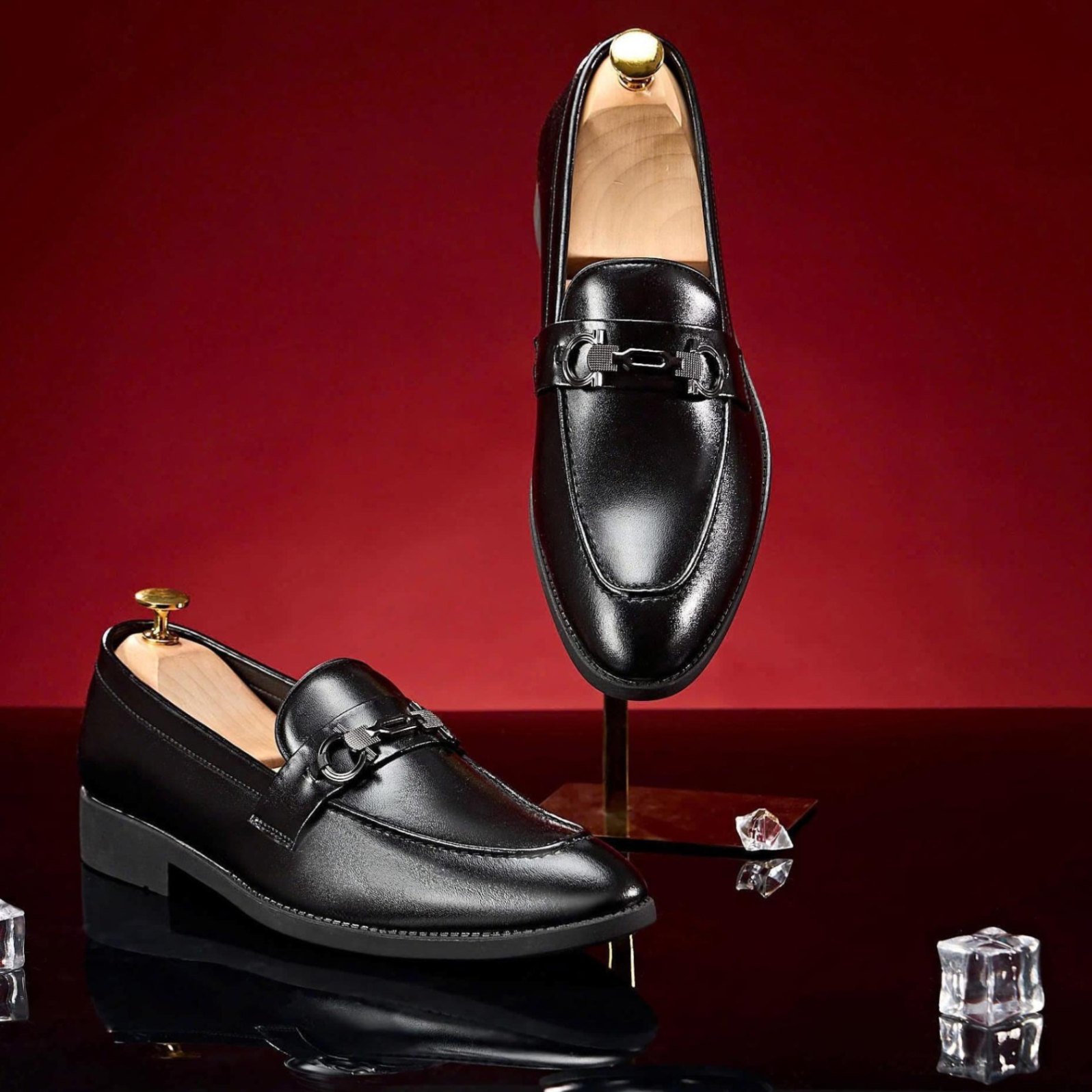 Giày công sở nam da nhám bóng, đế khâu phối khóa kim loại, giày tây nam thời trang size 39 đến 43