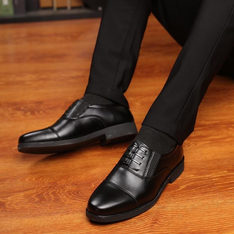 Giày tây nam da mềm tăng chiều cao 6cm, đế cao su mềm khâu sẵng size từ 38 đến 43 thời thượng