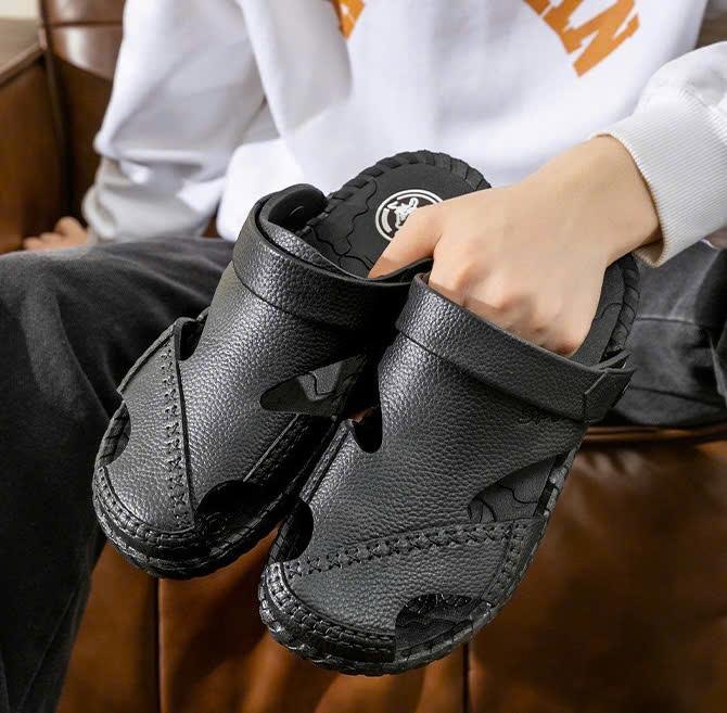 Dép sandal 2 trong 1 chất liệu cao su nguyên khối chống thấm nước, dép cao su nam