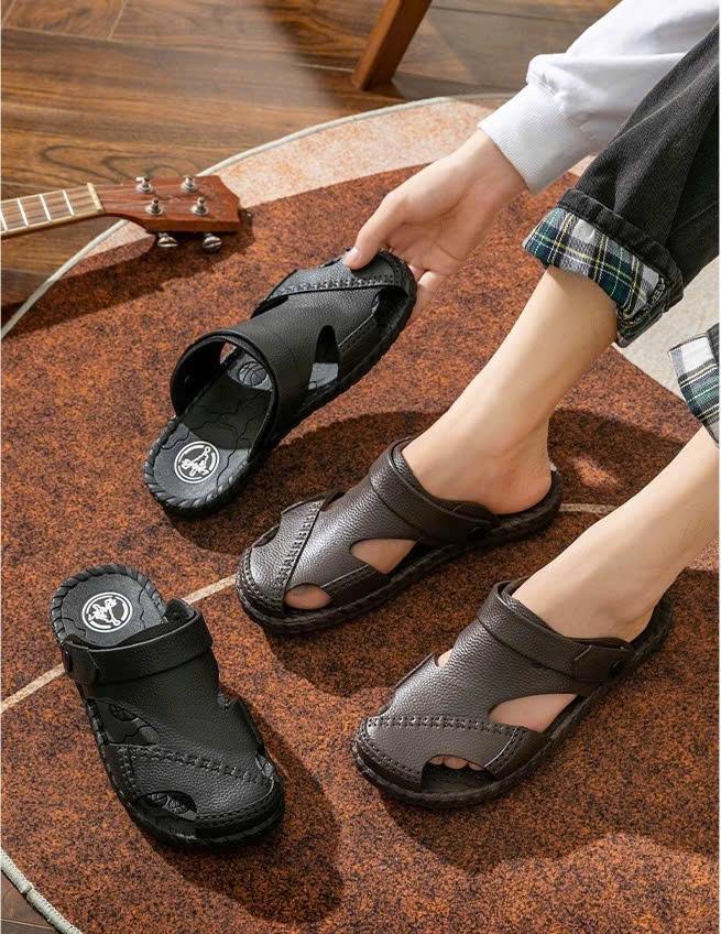 Dép sandal 2 trong 1 chất liệu cao su nguyên khối chống thấm nước, dép cao su nam