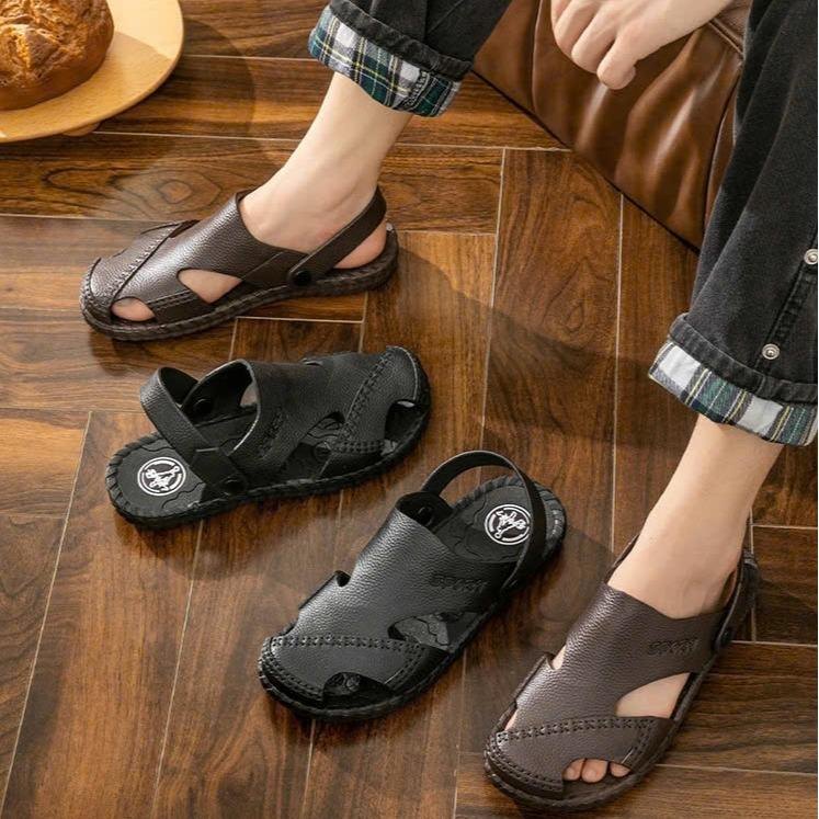 Dép sandal 2 trong 1 chất liệu cao su nguyên khối chống thấm nước, dép cao su nam