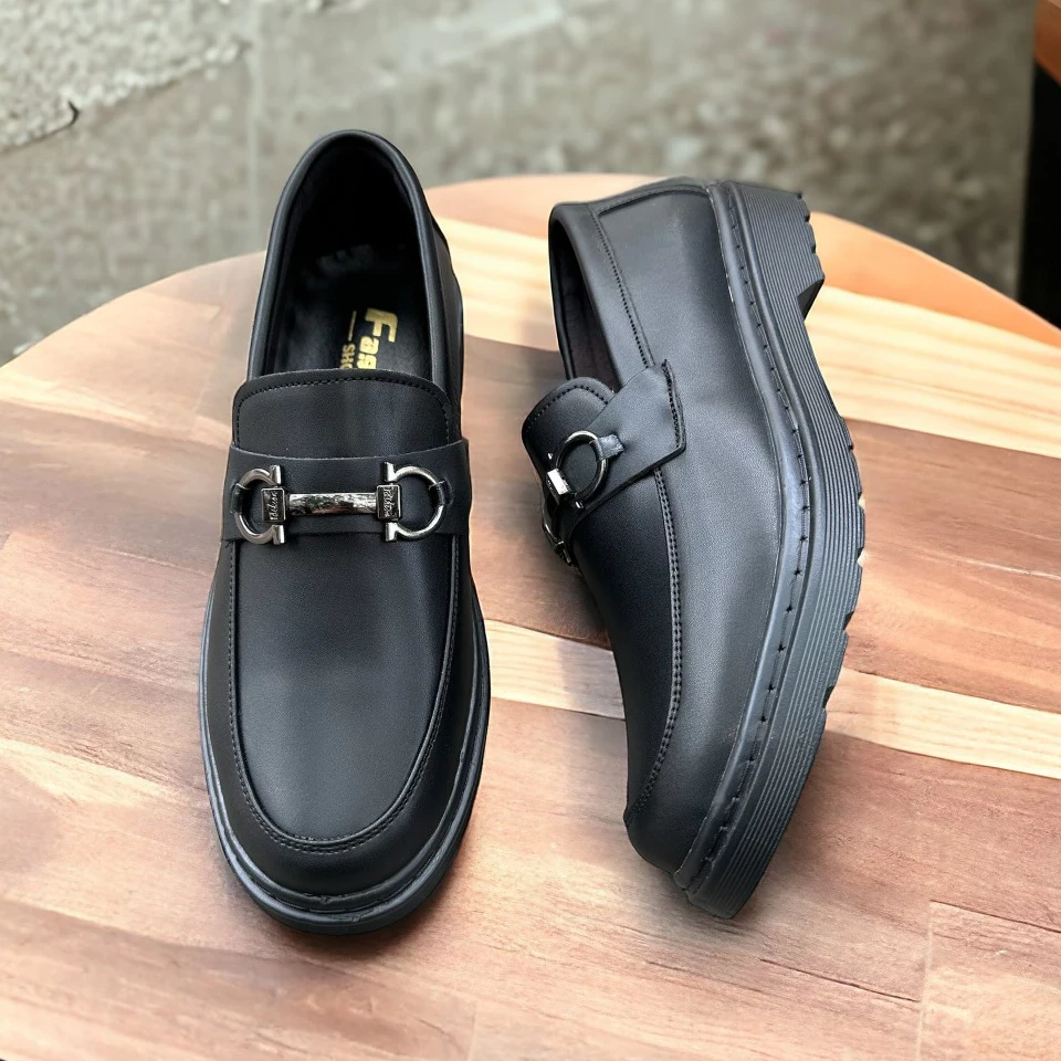 Giày penny loafer back, giày lười đốc, đế cao, khâu đế phối màu thời thượng