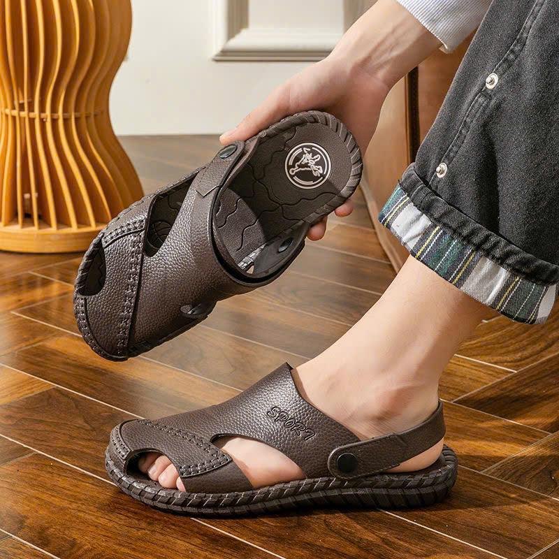 Dép sandal 2 trong 1 chất liệu cao su nguyên khối chống thấm nước, dép cao su nam