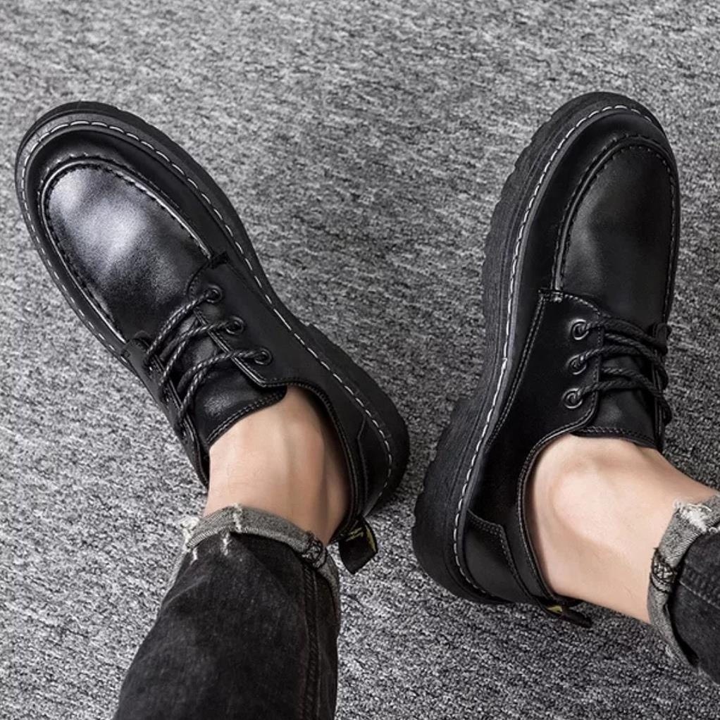Giày đốc derby basic trơn da mềm, đế tăng chiều cao 5cm, giày oxfords đế cao size từ 39 đến 43 - Đốc