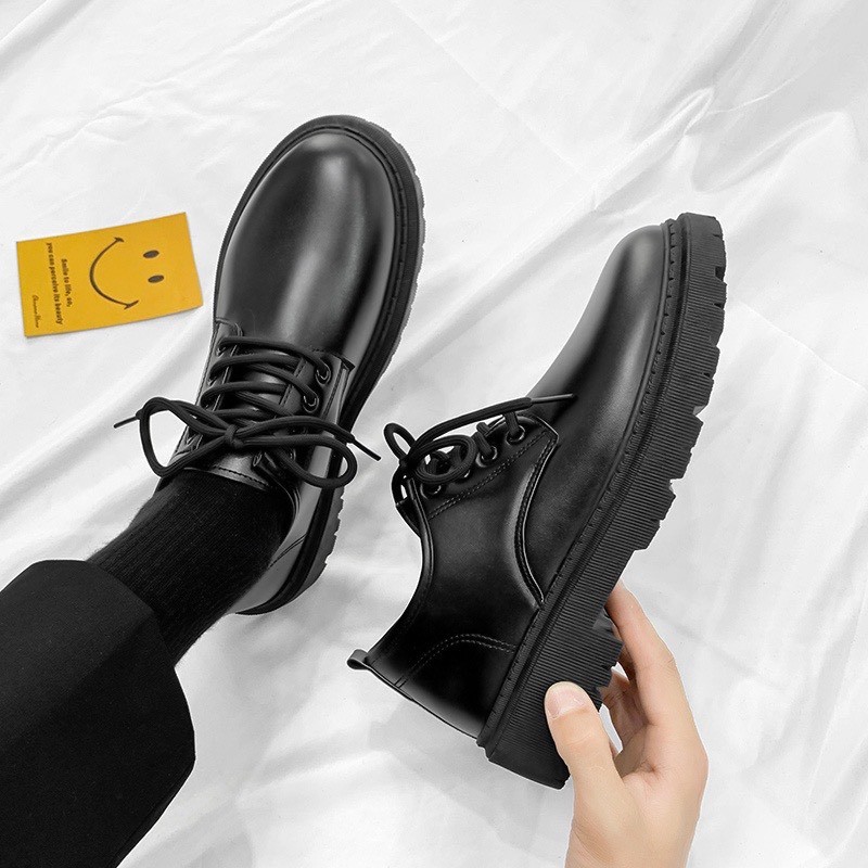 Giày đốc da bóng đế tăng chiều cao 5cm, giày oxfords đế cao size từ 39 đến 43