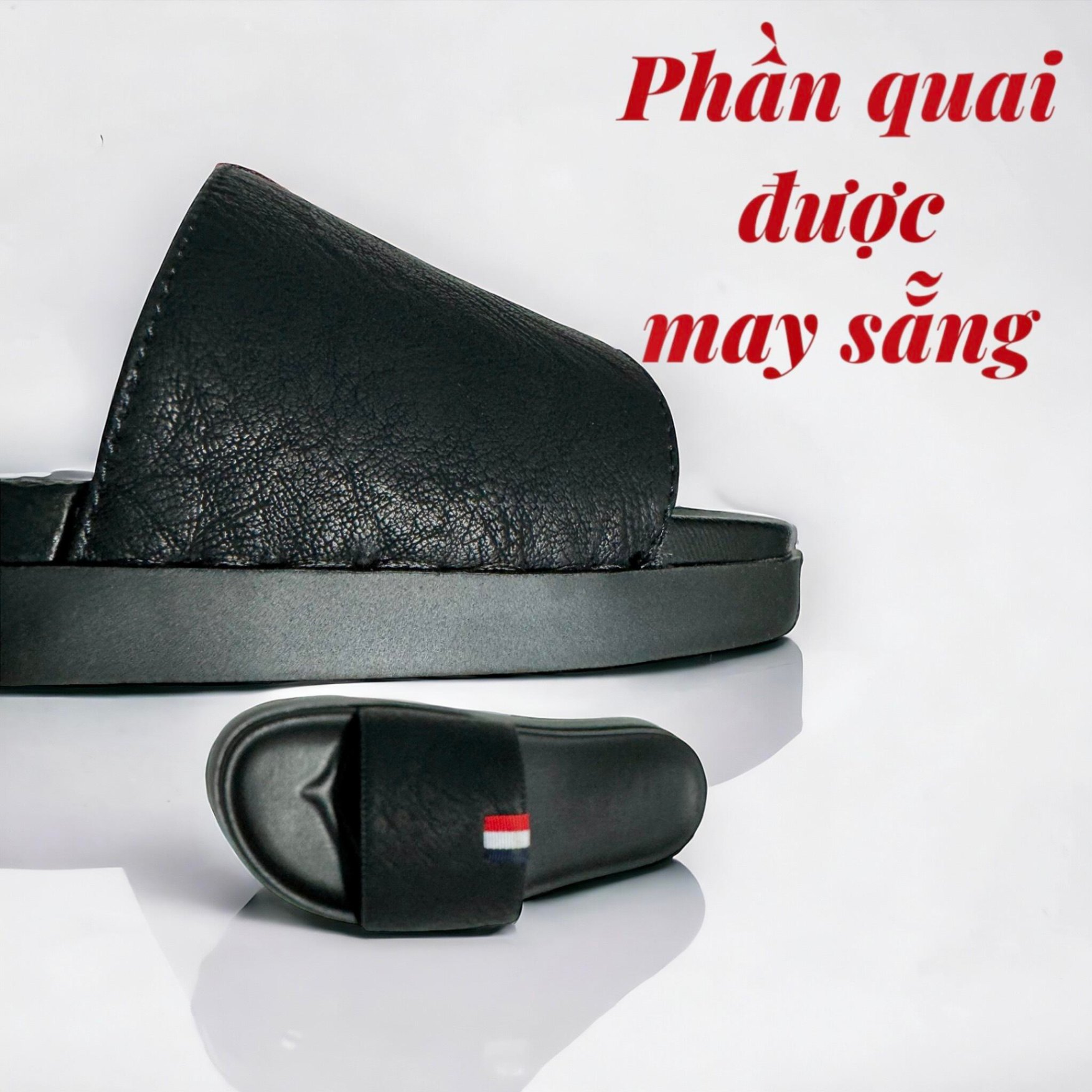 Dép da nam phối dù thời trang, may sẵng quai, dép quai ngang nam - Dép da phối dù
