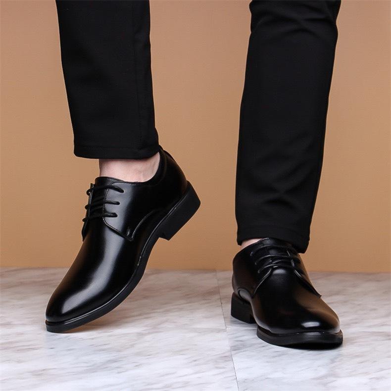 [Mũi nhọn]Giày tây nam phối dây cột da mềm, đế 2.5cm đã khâu, size từ 38 đến 43 thời thượng - Cột