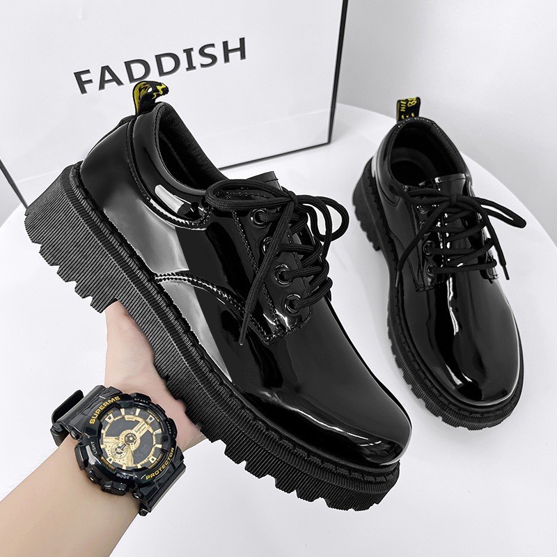 Giày đốc da bóng đế tăng chiều cao 5cm, giày oxfords đế cao size từ 39 đến 43