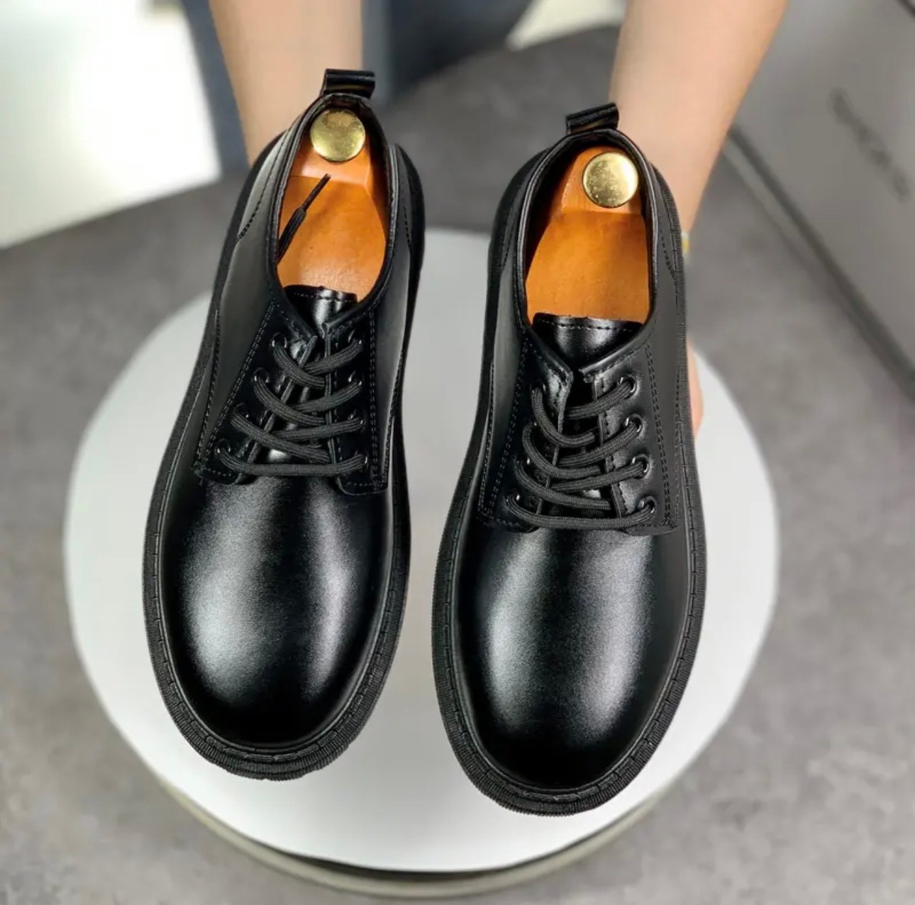Giày đốc derby basic trơn da mềm, đế tăng chiều cao 5cm, giày oxfords đế cao size từ 39 đến 43 - Đốc