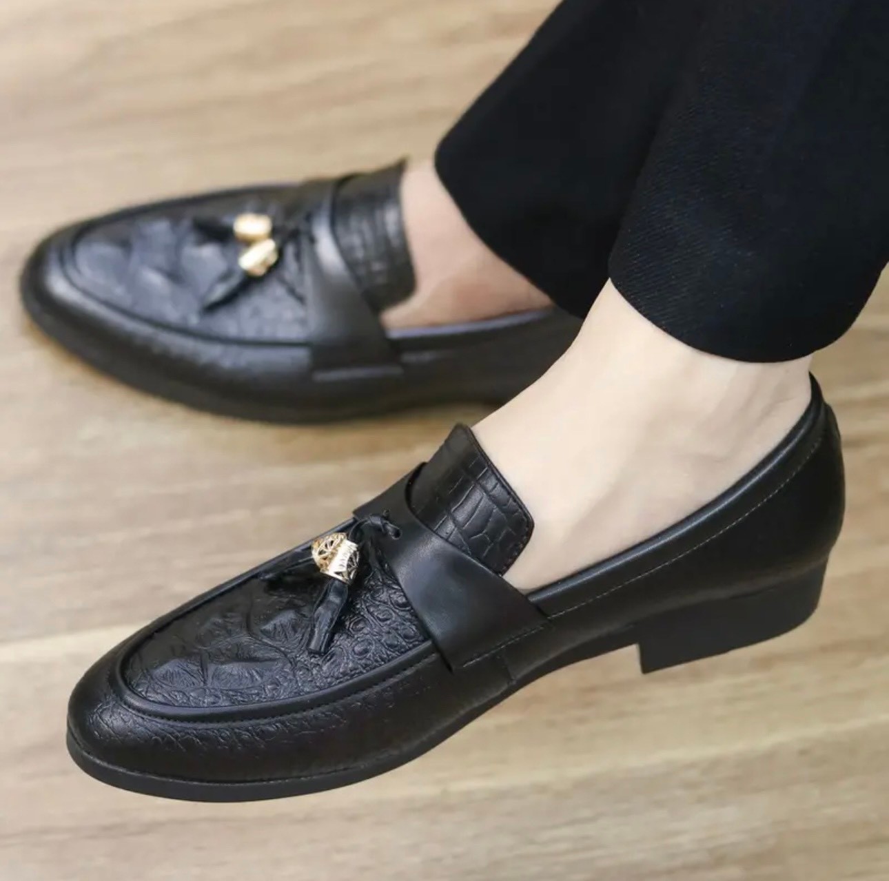 Giày tây nam khóa chuông da mềm dập nổi, đế khâu size từ 38 đến 43 - Chuông rồng