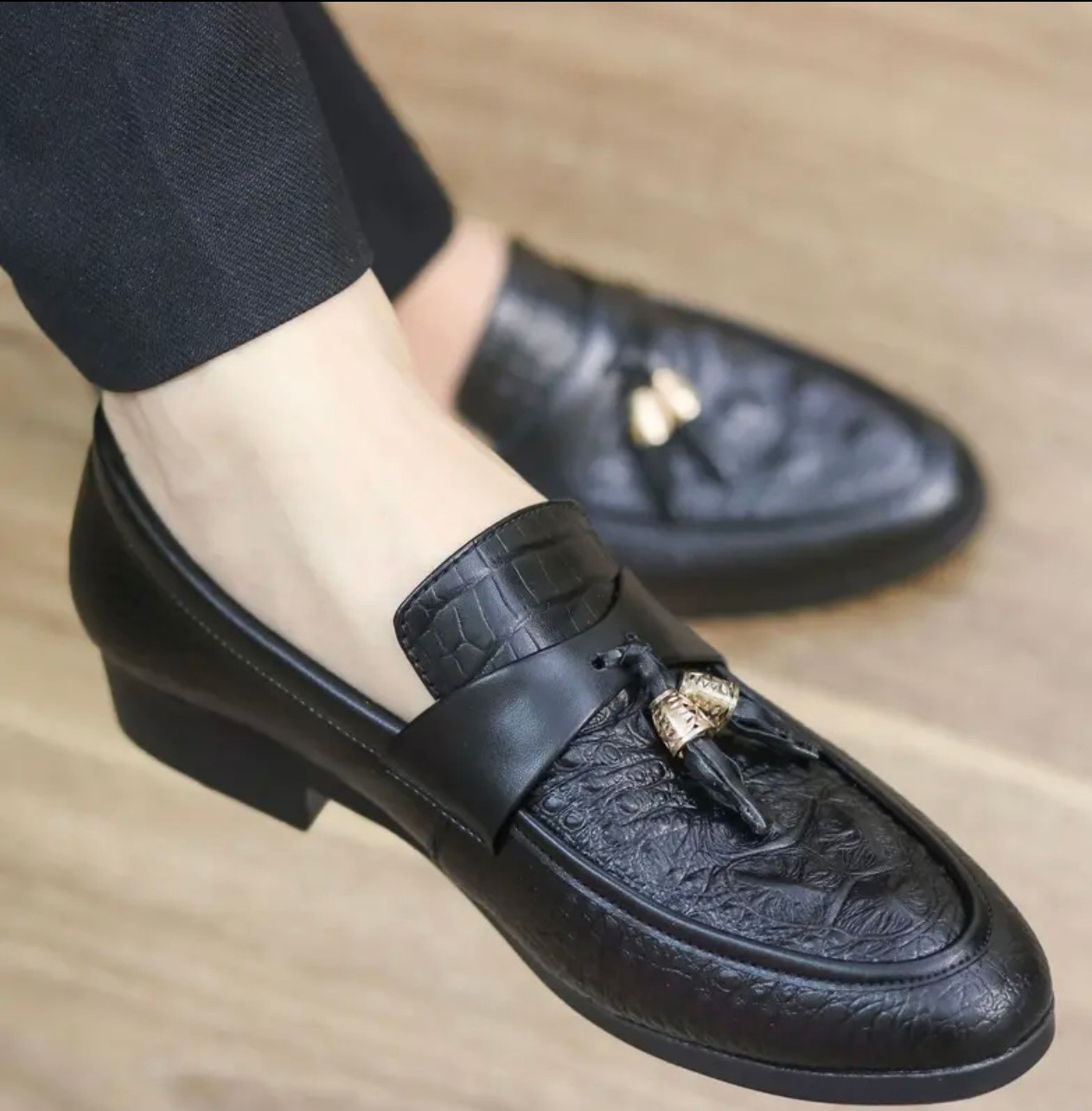 Giày tây nam khóa chuông da mềm dập nổi, đế khâu size từ 38 đến 43 - Chuông rồng