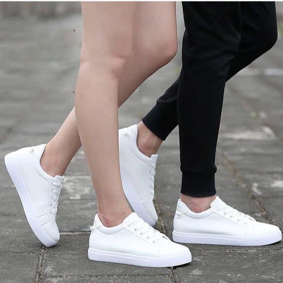 Giày bata nam da mềm, màu trắng thời trang, giày bata học sinh LS