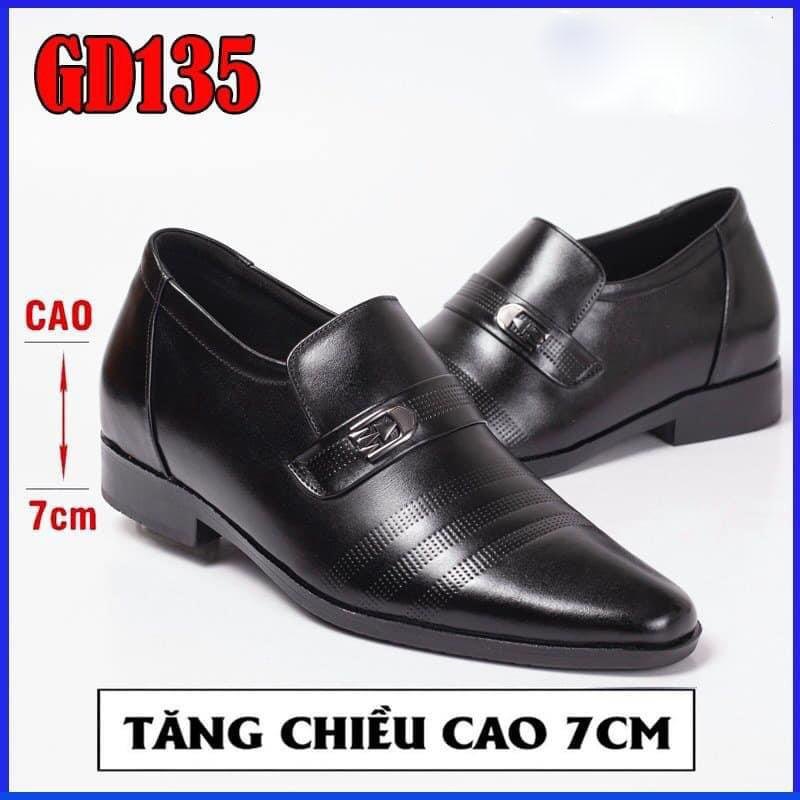 Giày tây tăng chiều cao nam da PU mềm, đế cao su 6cm đã khâu, giày lê sang