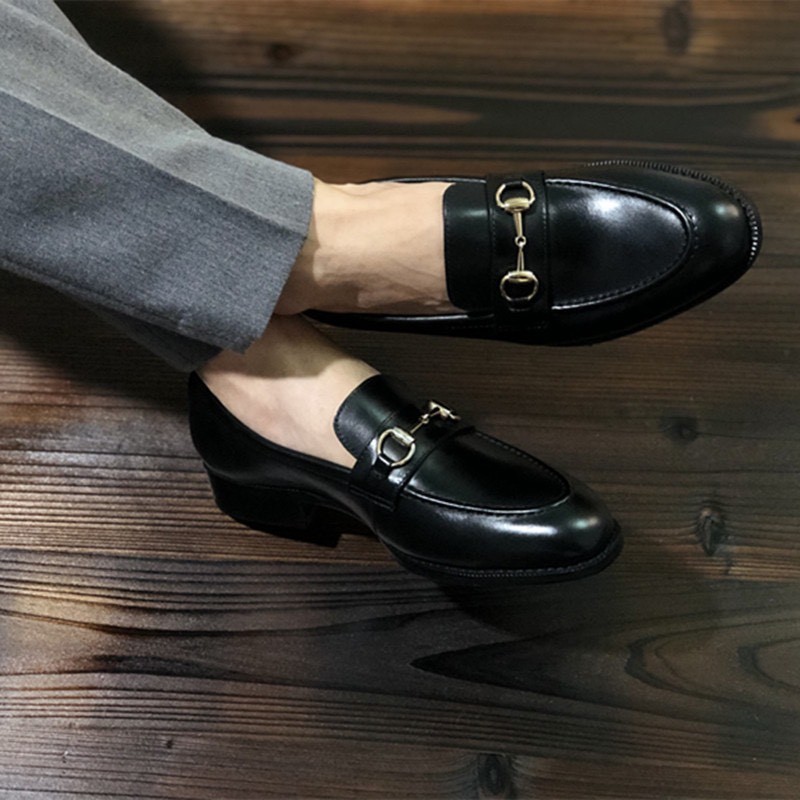 Giày penny loafer back, giày lười đốc, đế cao, khâu đế phối màu thời thượng LS.