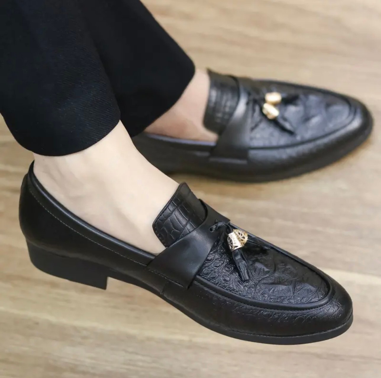 Giày tây nam khóa chuông da mềm dập nổi, đế khâu size từ 38 đến 43 - Chuông rồng