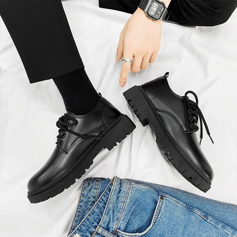Giày đốc da bóng đế tăng chiều cao 5cm, giày oxfords đế cao size từ 39 đến 43
