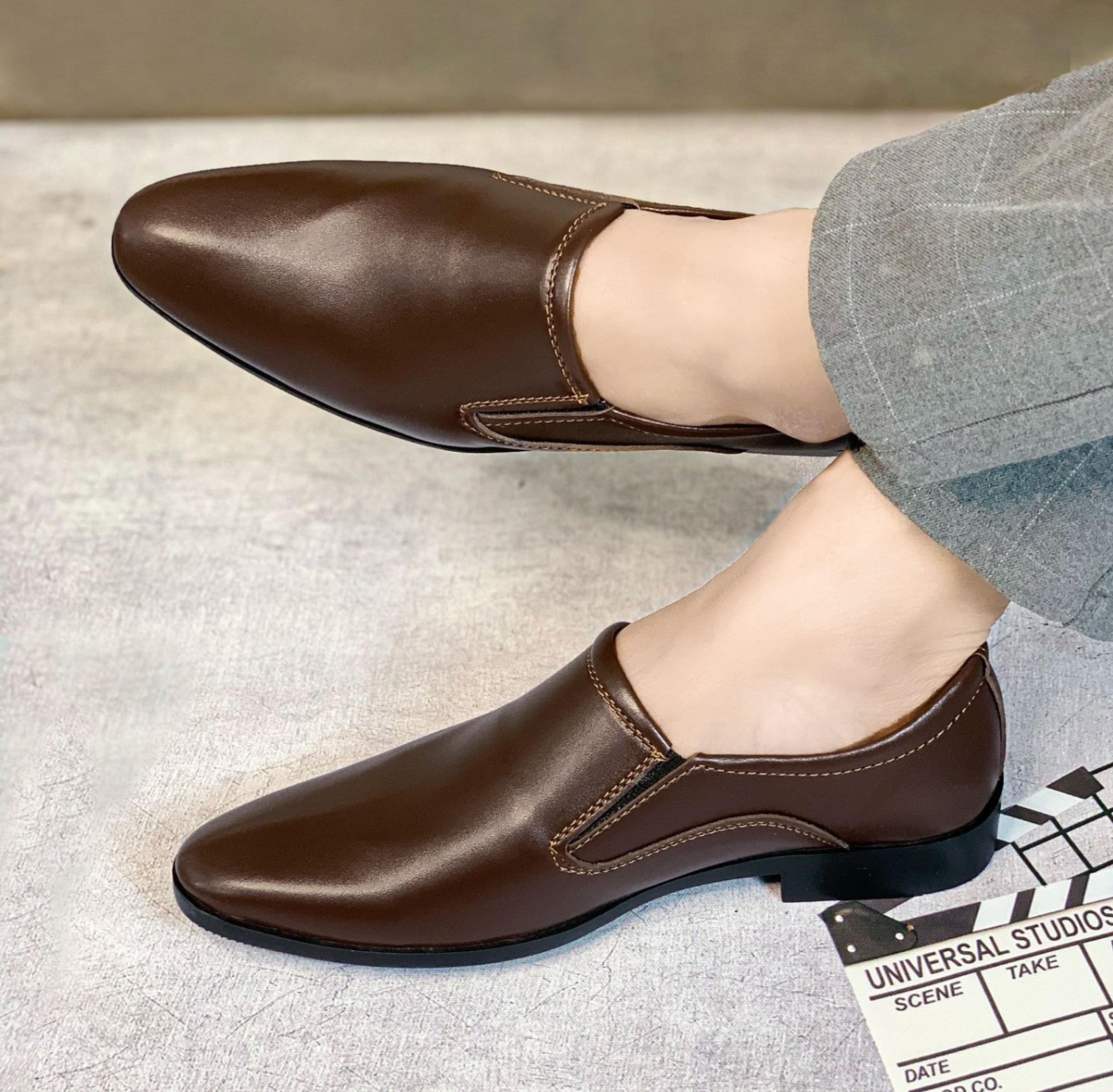 Giày tây nam da trơn mềm mũi nhọn, đế cao, đã khâu đế, thời thượng size từ 38 đến 43