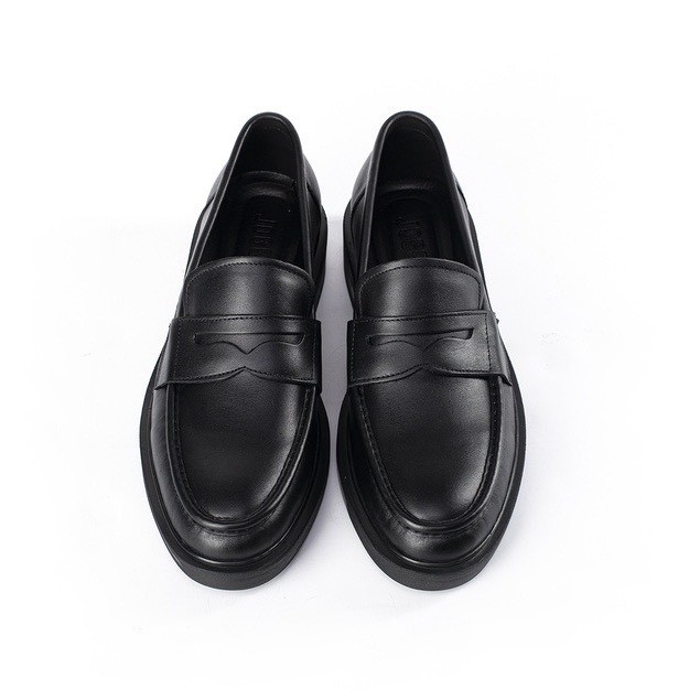 Giày penny loafer back, giày lười đốc, đế cao, khâu đế phối màu thời thượng - MT Đốc Đen Lỳ.