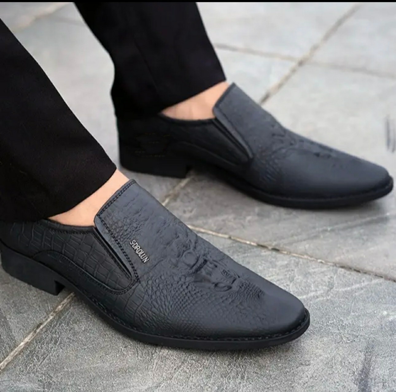 Giày tây nam dập nổi cá sấu da mềm, đế cao, đã khâu đế, thời thượng size từ 38 đến 43
