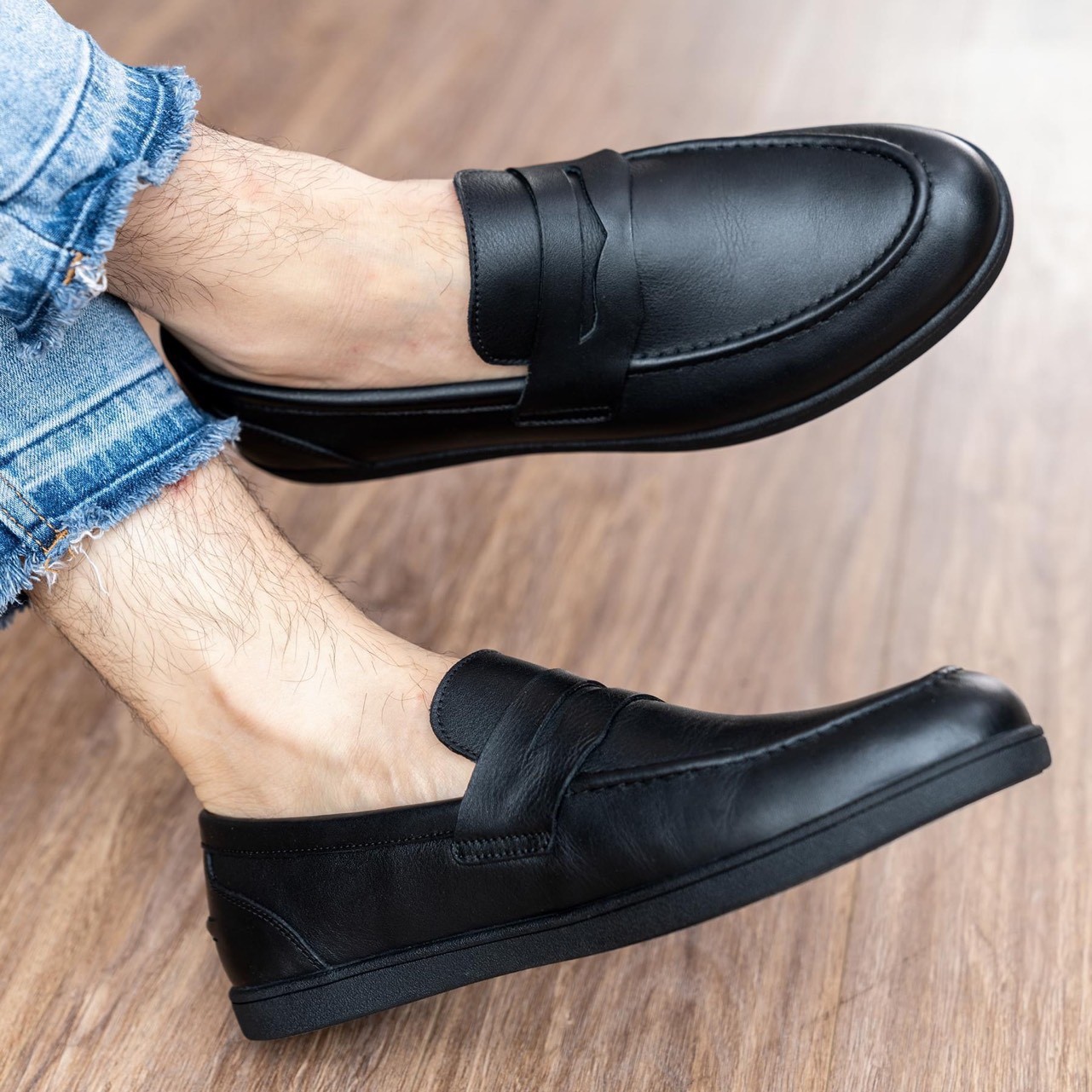 Giày tây nam đế bằng da mềm phối đai, đế khâu size từ 38 đến 43