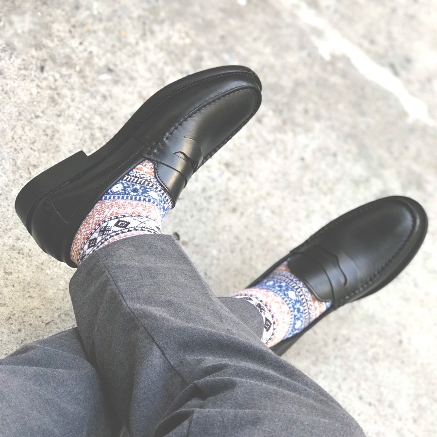 Giày penny loafer back, giày lười đốc, đế cao, khâu đế phối màu thời thượng - MT Đốc Đen Lỳ.