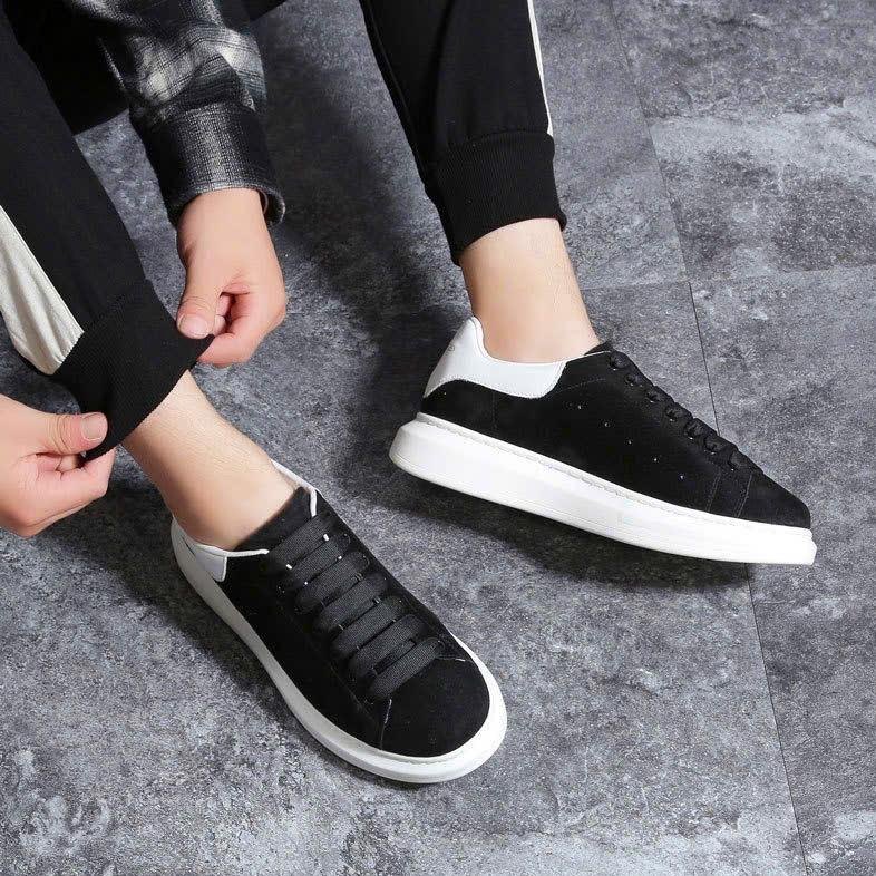 Giày oxford nam nữ da nỉ phối đế cao 5cm may sẵn size 39 đến 43
