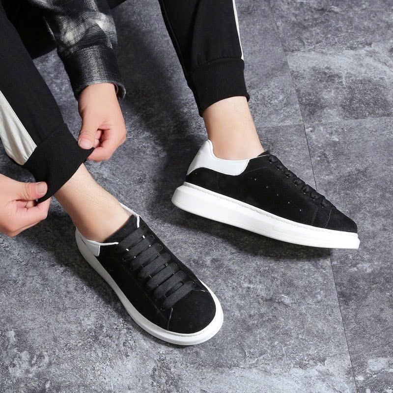 Giày oxford nam nữ da nỉ phối đế cao 5cm may sẵn size 39 đến 43