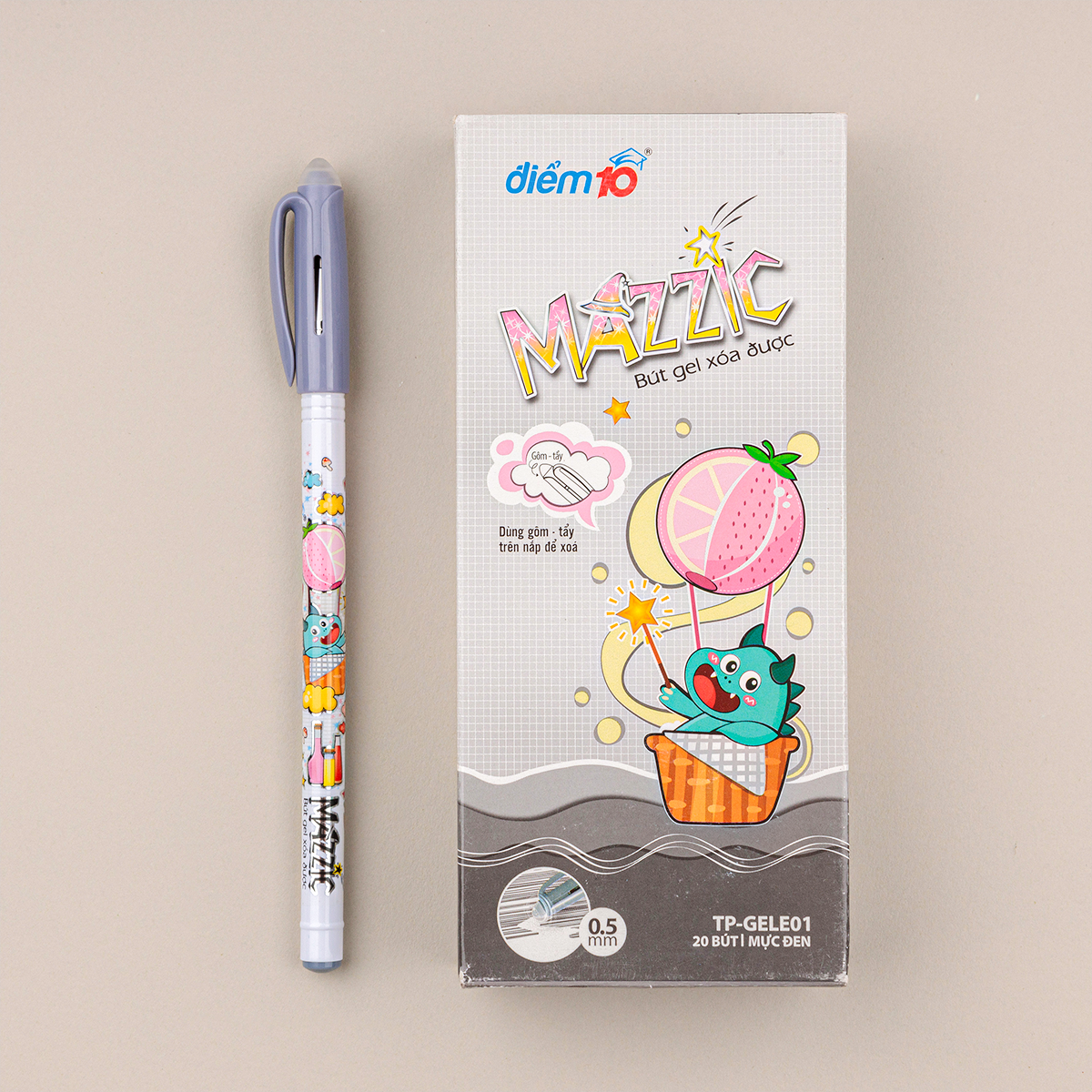 Hộp 20 bút Gel Thiên Long Điểm 10 xóa được 0.5mm TP-GELE01