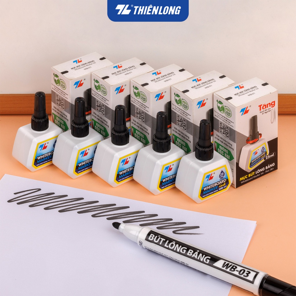 Mực bút lông bảng Thiên Long WBI-01 lốc 6 hộp