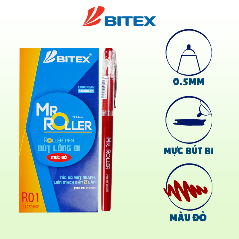 Hộp 12 bút lông bi Bitex 0.05mm R01