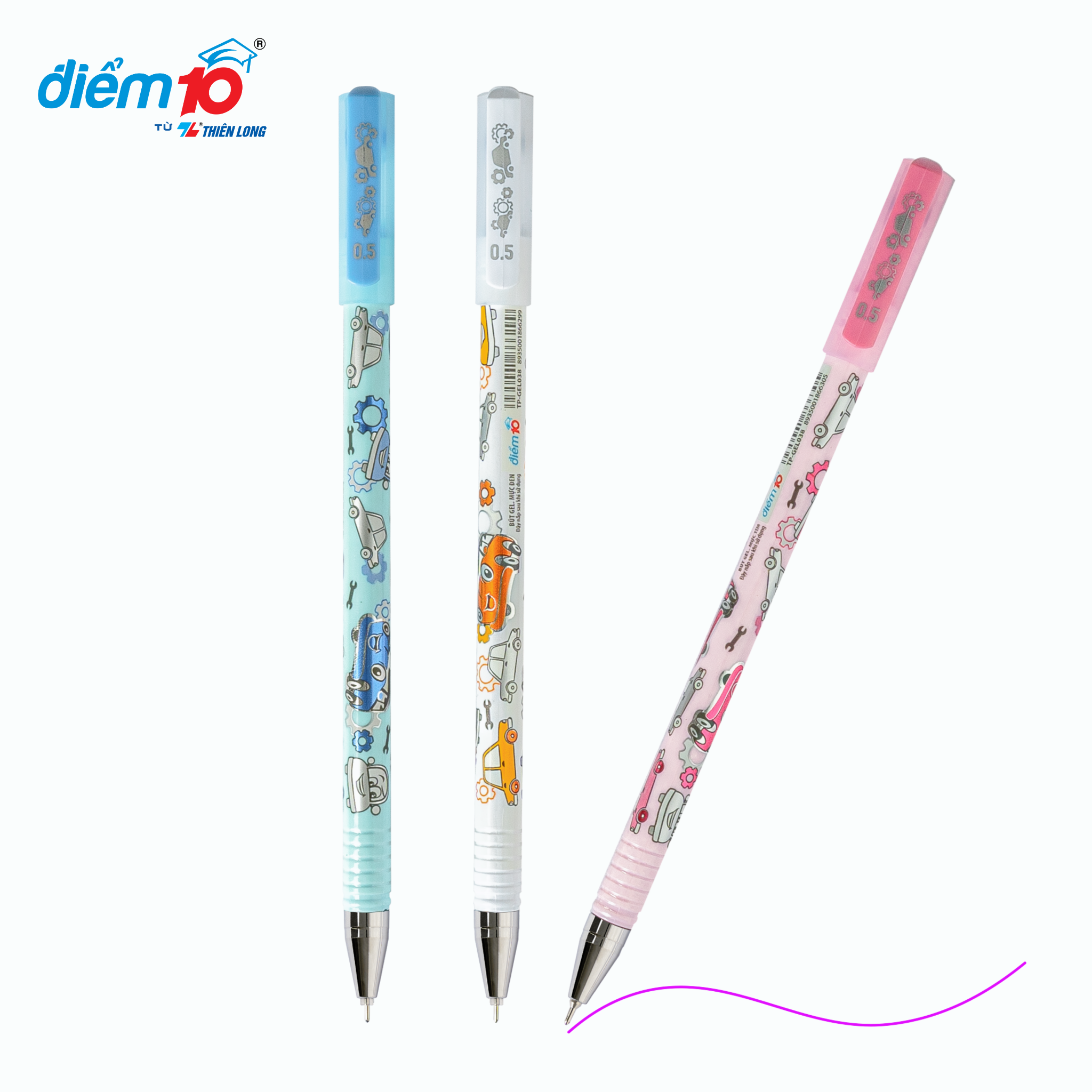 Bút gel Smooth Flowing Gel Ink Thiên Long Điểm 10 TP-GEL038- Mực Tím