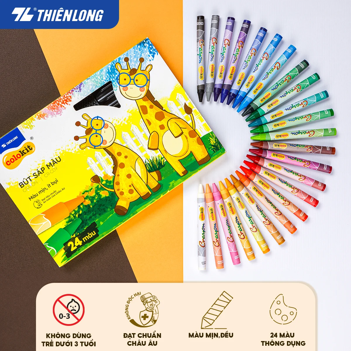 Bút sáp 24 màu COLOKIT 24 Thiên Long