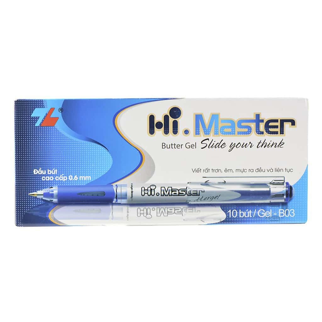 Hộp 10 cây Bút Thiên Long Hi-Master GEL-B03- Xanh Dương