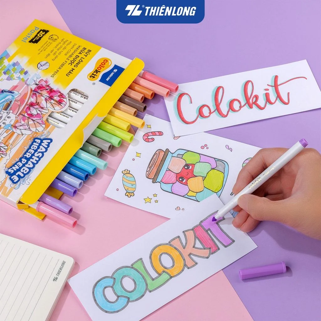 Hộp 20 Bút Lông Màu Pastel Rửa Được - Colokit SWM-C008