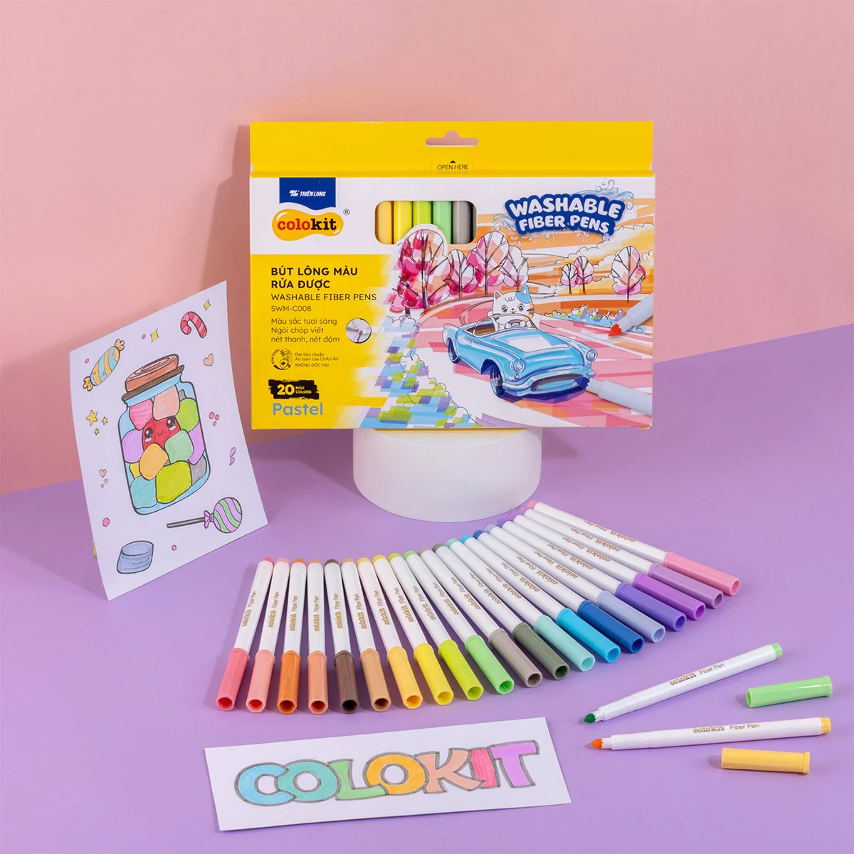 Hộp 20 Bút Lông Màu Pastel Rửa Được - Colokit SWM-C008