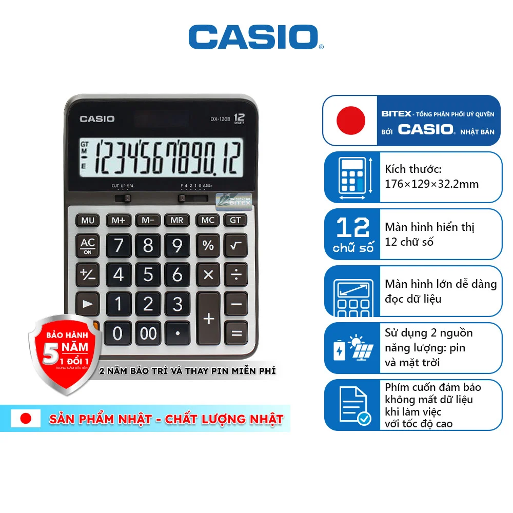 Máy Tính Văn Phòng Casio DX-120B-W-DC