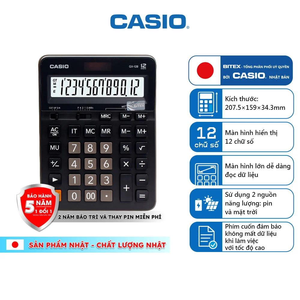 Máy Tính Văn Phòng Casio GX-12B-KB