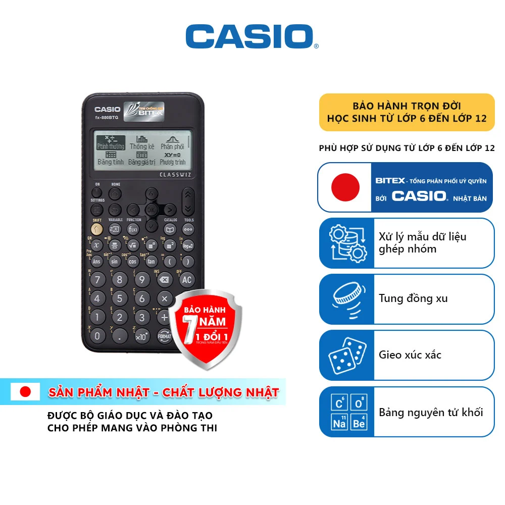 Máy tính Casio Fx-880BTG- Màu đen